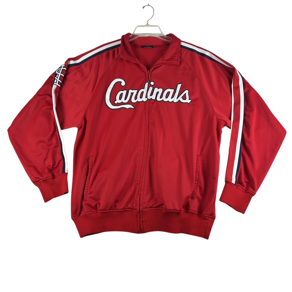 St Louis Cardinals Jacket Mens XL MLB Baseball Zip Up Stitches Script Polyester